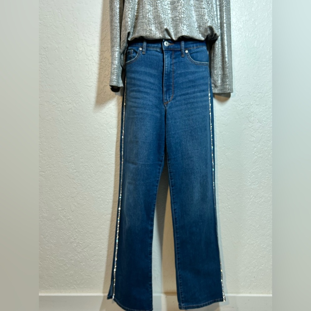 Sofia by Sofia Vergara Eden 90S Straight Leg Blue Jeans with Rhinestone Accents
